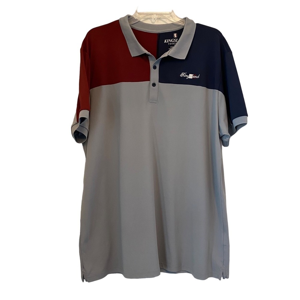 Kingsland Equestrian‎ Men Kijanko Tec Pique Polo Shirt Colorblock Grey XXL NEW